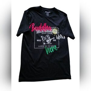 True Religion T-Shirt Black Men's M Buddha Was Here World Tour Graphic.